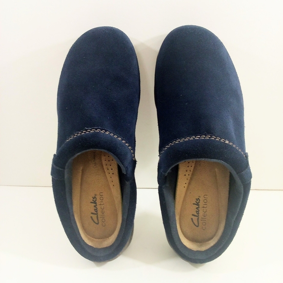 Clarks Women 8 Wide Suede Blue Clogs - Picture 6 of 8